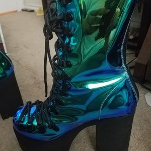 Holographic mermaid boots